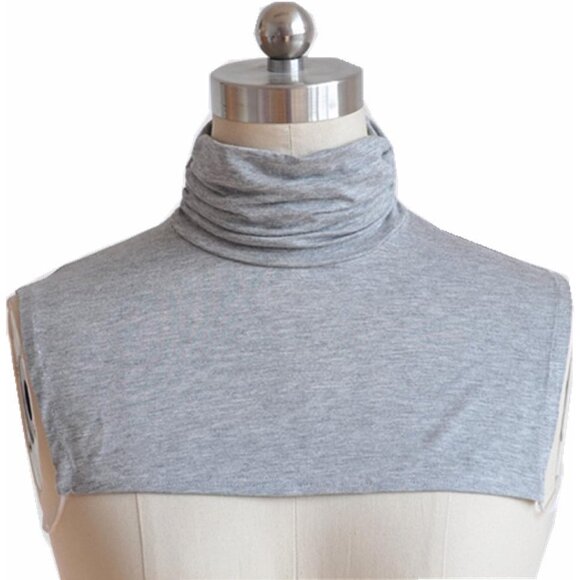 Women Half Top Mock Blouse Turtleneck Collar Wrap 3Pcs Cotton Spandex - Picture 5 of 7